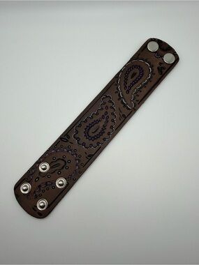 NWT paparazzi Paisley Pioneer Urban Snap Leather Cuff Bracelet Festival Western